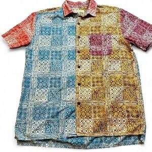 Territory Ahead color‎ block multicolor beach polo button shirt size medium